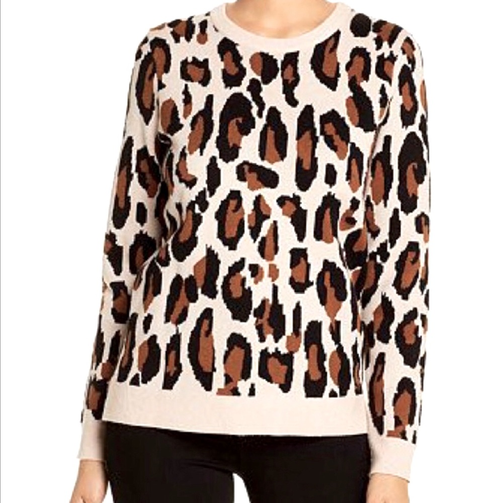 Tahari Leopard Print Sweater Size S